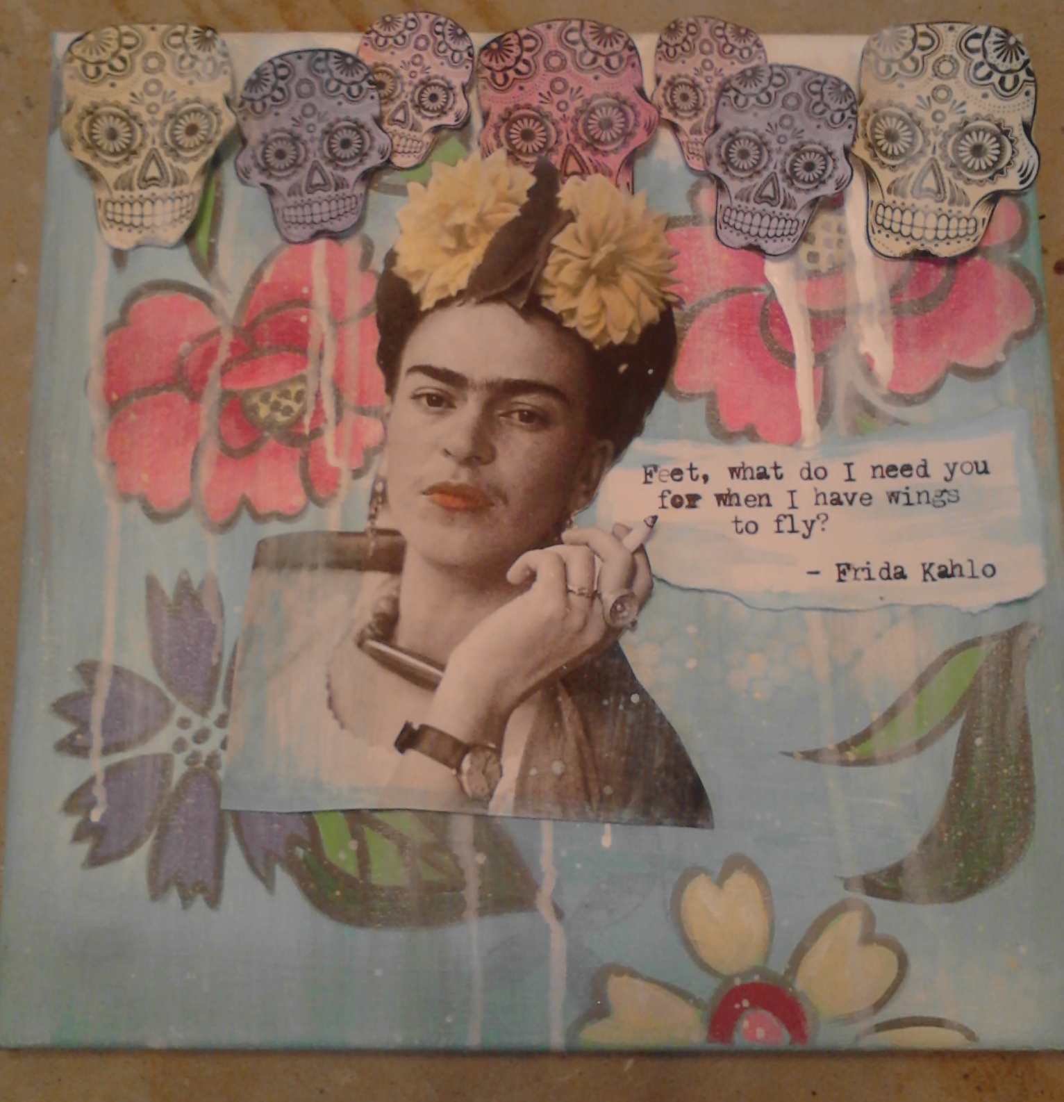 layout for frida kahlo mixed media